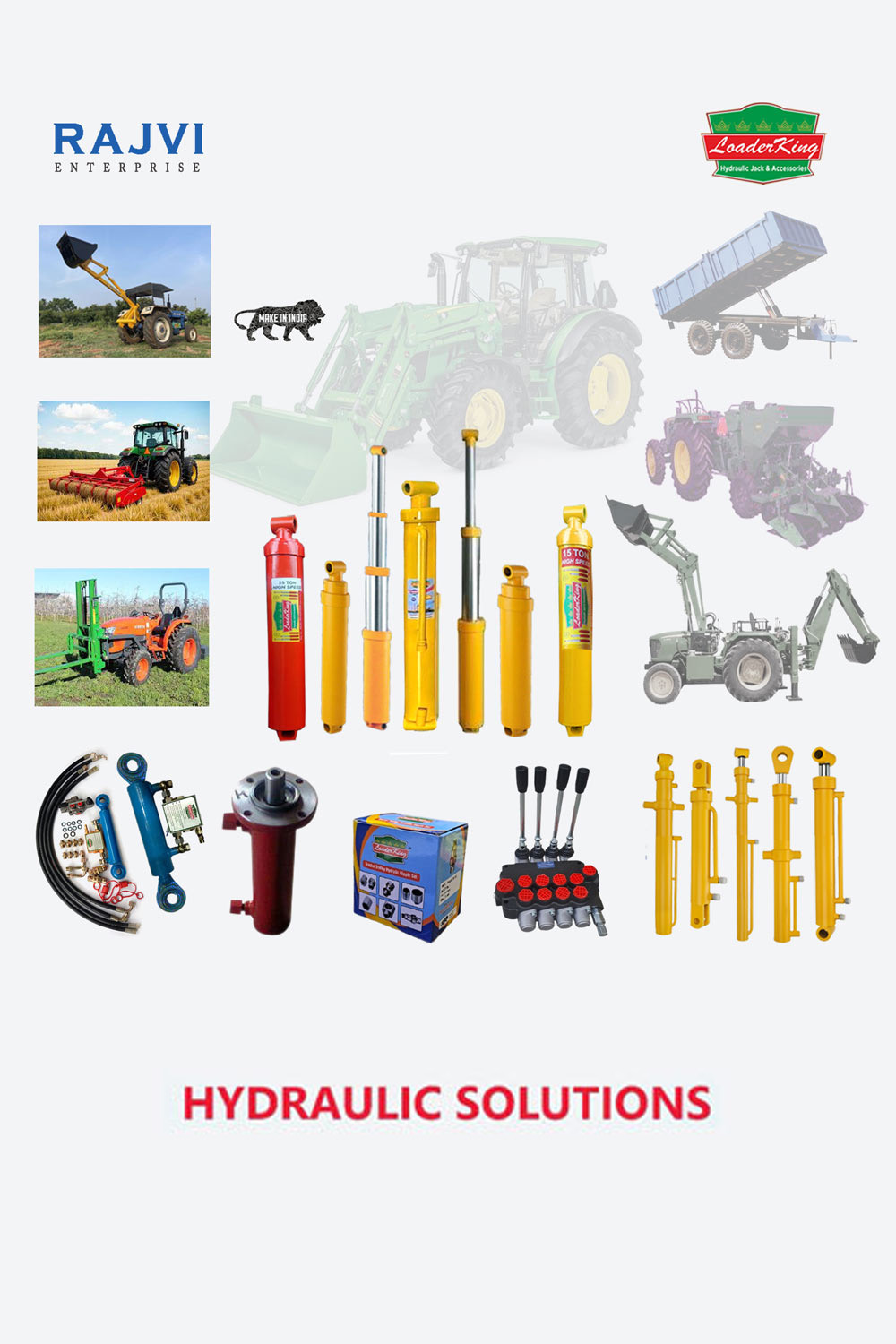 Tractor Trolley Hydraulic Jack Manufacturers  Best Quality - Best Price Loader King Brand Rajkot Gujarat India